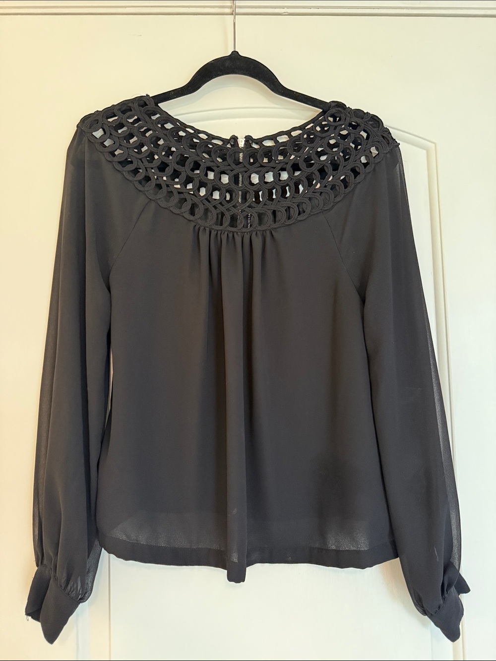 W118 by Walter Baker Semi-Sheer Long Sleeve Blouse - Size S
